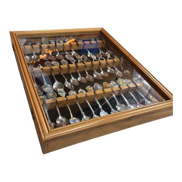 36 Spoon Glass Display Case Cabinet Holder
Rack Shadow Box 34 Spoons included - Picture 4 of 16